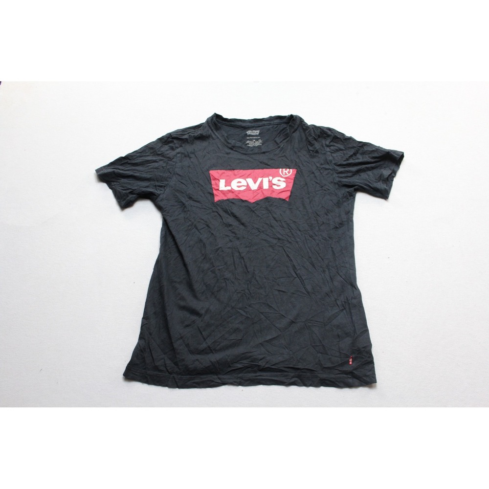 Levis Graphic Tee Men Extra Large Black Excellent Red Batwing Logo Shirt